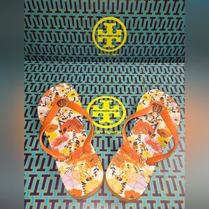 Tory Burch Orange Floral Sandals